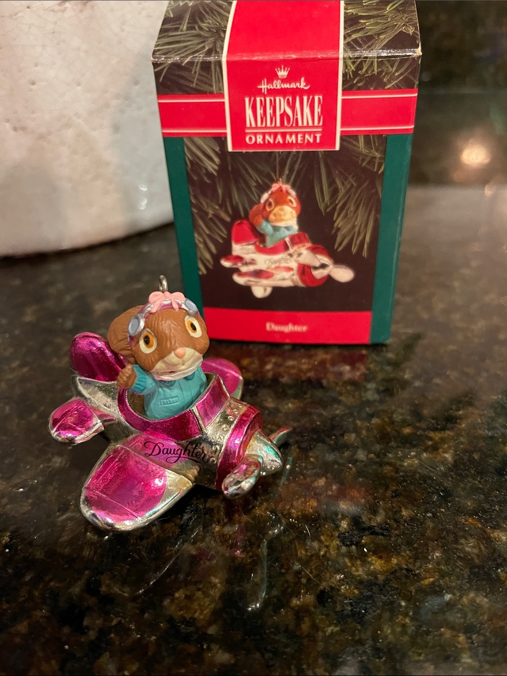 Hallmark Keepsake Daughter Ornament - Squirrel  in Airplane Ornament 1992